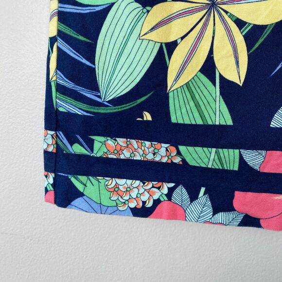 Talbots Cotton Canvas A-line Skirt Hibiscus Print Bright Floral Dopamine Size 12 - Picture 4 of 8